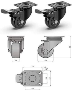 GBL set 4 roti cauciucate Heavy Duty cu frana, 50mm, 200kg, silentioase, sigure pentru toate tipurile de podea - Verificat A · Re-Bloom - Img 5