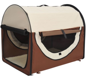 Geanta de transport pentru animale Re-Bloom, otel/textil, maro/crem, 70 x 51 x 59 cm, Resigilat, Grad A