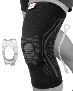 Genunchiera ONETWOFIT, silicon/textil, negru/gri, marimea M