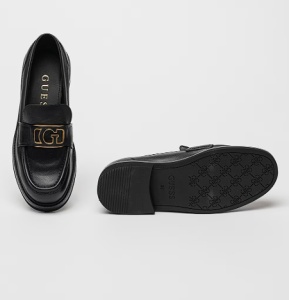 GUESS, Pantofi loafer din piele cu logo, Negru, 40, Resigilat, Grad A - Img 4