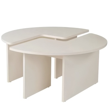 Hanah Home кръгла масичка за кафе за хол D90x41 см, ПДЧ 18 мм, минималистичен дизайн, цвят „wood white“ – Проверено A · Re-Bloom