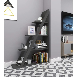 Hanah Home biblioteca, PAL melaminat, 100x29.5x150 cm, grosime 18mm, design modern/scandinav, antracit - Verificat A · Re-Bloom - Img 4