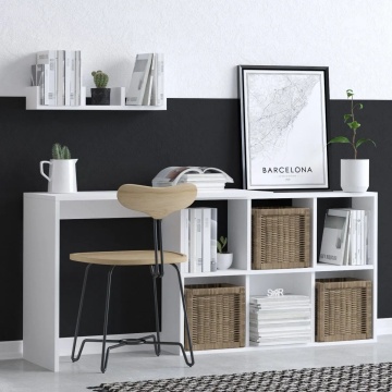 Hanah Home birou 74x45x145 cm, PAL 18mm melaminat, alb - Verificat A · Re-Bloom - Img 2