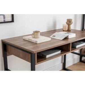 Hanah Home birou de studiu cu depozitare, PAL melaminat, 120x60x75cm, Nuc - Verificat A · Re-Bloom - Img 4