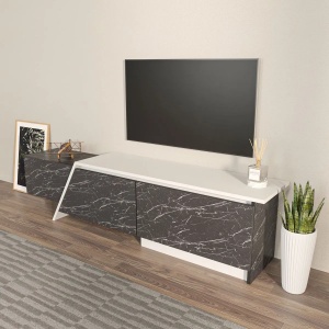 Hanah Home comoda TV, PAL melaminat, 180x35x28.6 cm, grosime 18mm, gri/alb - Verificat A · Re-Bloom - Img 3