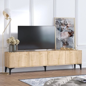 Hanah Home comoda TV, PAL melaminat, 180x35x50 cm, grosime 18mm, stejar safir - Verificat A · Re-Bloom - Img 2