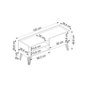 Hanah Home comoda TV, PAL melaminat/cadru metal, 120x38.6x49.6 cm, grosime 18mm, safir/antracit - Verificat A · Re-Bloom - Img 6