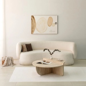 Hanah Home masa cafea rotunda living D90x35 cm, PAL 18mm, finisaj travertin, usor de asamblat - Verificat A · Re-Bloom - Img 2