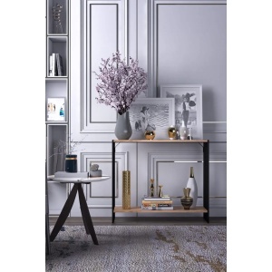 Hanah Home masa consola, PAL melaminat 18mm/metal, 90x26x74 cm, negru/pin atlantic - Verificat A · Re-Bloom - Img 2