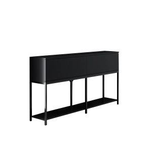 Hanah Home masa consola, PAL melaminat/picioare metal, 150x30x80 cm, grosime 18mm, negru - Verificat A · Re-Bloom