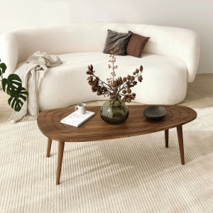 Hanah Home masuta cafea, cadru lemn pin + picioare lemn fag, 115x50x38 cm, nuc - Verificat A · Re-Bloom - Img 5