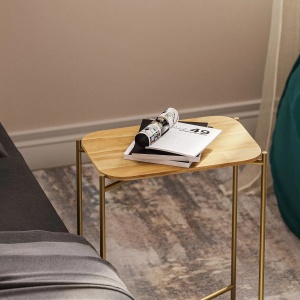 Hanah Home masuta cafea, lemn 100% + cadru metalic, 40x26x56 cm, 2.1kg, auriu/natural - Verificat A · Re-Bloom - Img 2