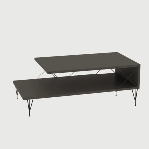 Hanah Home masuta cafea, PAL melaminat 18mm + picioare metalice 15cm, 100x50x40 cm, raft 23cm, antracit - Verificat A · Re-Bloom - Img 5