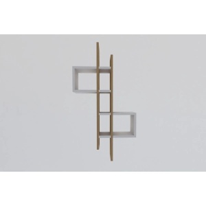 Hanah Home raft perete 53.8x108x19.6 cm, PAL 18mm, rafturi multiple, fixabil perete, stejar safir si alb - Verificat A · Re-Bloom - Img 5