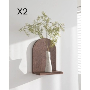 Hanah Home set 2 rafturi de perete, placaj 100% grosime 8mm, 16x26x9 cm, nuc - Verificat A · Re-Bloom - Img 3