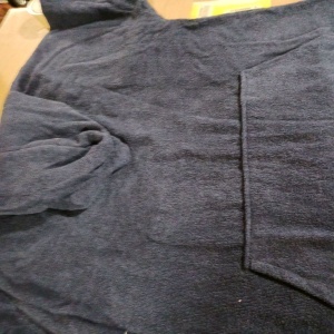 Homelevel poncho de baie unisex, bumbac organic 100%, marime S-M, gluga + buzunar cangur, lavabil 40°C, albastru - Verificat A · Re-Bloom - Img 7