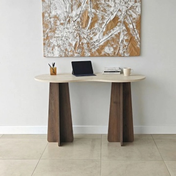 Infini birou 120x60x75 cm, PAL melaminat 18mm, travertin / nuc - Verificat A · Re-Bloom