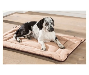 Kiwari culcus pat 2in1 cu nasturi pentru animale, poliester 100%, umplutura poliester 100%, 65x100 cm, dreptunghiular, maro/bej - Verificat A · Re-Bloom - Img 2