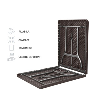 Kiwari Event masa plianta HDPE, cadru metalic ranforsat, 180x75x72cm, Maro - Verificat A · Re-Bloom - Img 4