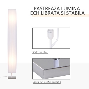 Lampadar cu design modern Re-Bloom, poliester/otel inoxidabil, alb, 14 x 14 x 120 cm, Resigilat, Grad A - Img 6