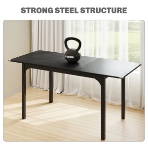 Masa de gradina extensibila Re-Bloom, MDF/otel, negru, 120-160 x 70 x 75 cm, Resigilat, Grad A - Img 4