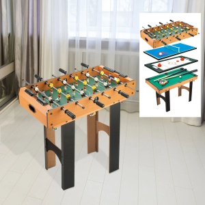 Masa multijoc 4in1 fotbal/hochei/ping pong/biliard, MDF, 92x78x80cm, Lemn natural/Negru - Verificat A · Re-Bloom - Img 2