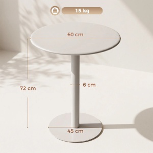 Masa rotunda de bucatarie pentru 2 persoane, otel, Ø60x72cm, baza Ø45cm, capacitate 15kg, interior/exterior, asamblare 15 minute, bej - Verificat A · Re-Bloom - Img 5