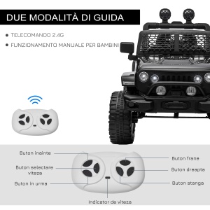 Masina electrica copii Re-Bloom, 12V 4.5AH 2x35W, PP/otel, 100x64.2x71 cm, telecomanda, faruri, 3-5 km/h, autonomie, varsta 3-6 ani, 30 kg, negru - Verificat A · Re-Bloom - Img 4