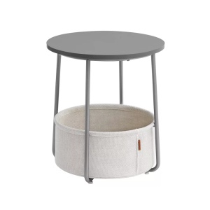Masuta de cafea Vasagle, PAL/otel/textil, gri ciment/alb, 45 x 50 cm, Resigilat, Grad A
