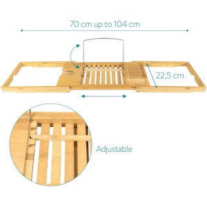 Masuta pentru cada extensibila, Navaris, din lemn, natur, 70-104 cm, Resigilat, Grad A - Img 2