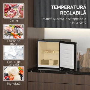 Mini congelator 35L cu raft detasabil, usa reversibila, otel/plastic, 47x44.2x48.8cm, Argintiu/Negru - Verificat A · Re-Bloom - Img 6
