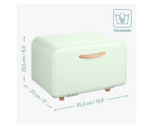 Navaris cutie paine metal/lemn, 35.2x23.5x23 cm, deschidere frontala, curatare manuala, verde deschis - Verificat A · Re-Bloom - Img 5
