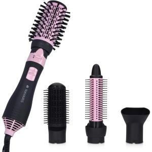 Navaris perie cu aer cald 700W, 4 capete, invelis ceramic, aer rece, Negru/Roz - Verificat A · Re-Bloom - Img 2