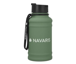Navaris sticla de apa otel inoxidabil perete simplu, 1.3L, 22.5x10 cm, 235g, verde - Verificat A · Re-Bloom