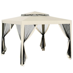 Pavilion gradina 3x3m cu plasa tantari, acoperis dublu, cadru metal, Bej - Verificat A · Re-Bloom