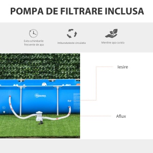 Piscina pentru adulti Re-Bloom, PVC 1000D/otel, 252x152x65 cm, pompa 20W inclusa, cablu 2.2m, certificata CE, albastra - Verificat A · Re-Bloom - Img 6