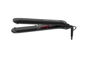 Placa de indreptat parul Rowenta EasyLiss Karl Lagerfeld SF161LF0, Ceramic Tourmaline, 200 °C, placi inteligente, functie Straight & Curl, incalzire rapida, cablu 1.8m, negru&rosu, Resigilat, Grad A