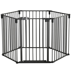 Poarta de siguranta pentru caini Re-Bloom, otel/plastic, negru, 362.5 x 2 x 76 cm, Resigilat, Grad A