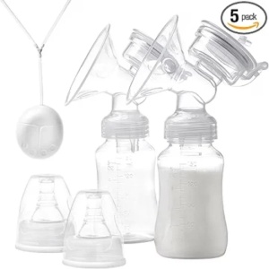 Pompa de san electrica dubla, PP alimentar/silicon moale, 20x9 cm, rezistenta 180°C, fara BPA, mini portabila, alb - Verificat A · Re-Bloom