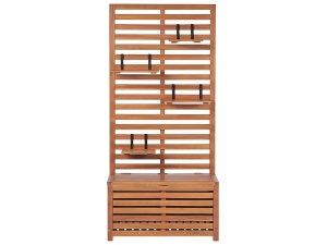 Produs Resigilat Banca de gradina cu panou rafturi Re-Bloom Matino, lemn salcam/otel, 80x40x170 cm, 4 rafturi, 2 persoane, 140 kg/persoana, maro - Verificat A