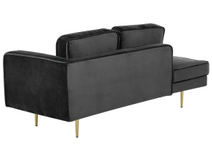 Produs Resigilat Canapea dreapta Re-Bloom Miramas, catifea/metal, 171x79x63 cm, spuma 50 kg/m3, 350 kg, perne incluse, negru - Verificat A - Img 5