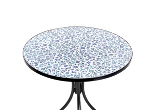 Produs Resigilat Masa bistro Re-Bloom Chapeco, fier/ceramica, 60x60x75 cm, 2 persoane, 50 kg, albastru/alb/negru - Verificat A - Img 5