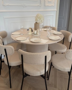 Produs Resigilat Masa de sufragerie rotunda Re-Bloom Newell, MDF, diametru 120 cm, inaltime 75 cm, 4 persoane, bej deschis - Verificat A - Img 3