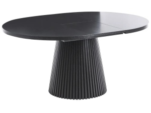 Produs Resigilat Masa extensibila Re-Bloom Moore, MDF/furnir frasin, ovala 120-160x120x76 cm, 6 persoane, 100 kg, negru - Verificat A