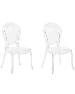 Produs Resigilat Set 2 scaune Re-Bloom Vermont, policarbonat, 52x52x98 cm, 150 kg, transparent - Verificat A