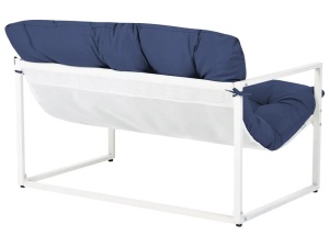 Produs Resigilat Set mobilier de gradina Re-Bloom Garda 4 locuri, otel/sticla securizata/textil, masa 68x42x35 cm, canapea+2 fotolii+perne, 120 kg/persoana, albastru/alb - Verificat A - Img 5