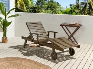 Produs Resigilat Sezlong extensibil Re-Bloom Amantea II, lemn salcam/otel, 64x196x35-74 cm, 120 kg, maro inchis - Verificat A - Img 3