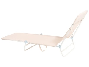 Produs Resigilat Sezlong rabatabil Re-Bloom Kastoria, plasa/PVC/otel, 52x185x20-80 cm, 120 kg, alb/bej - Verificat A - Img 3