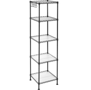 Raft de depozitare Songmics, 5 nivele, metal, negru, 30 x 30 x 123 cm, Resigilat, Grad A