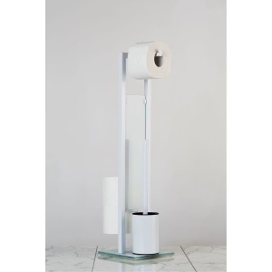 Rivalta suport hartie igienica si perie toaleta 3in1 18x70x20 cm, otel/sticla/plastic, alb - Verificat A · Re-Bloom - Img 4